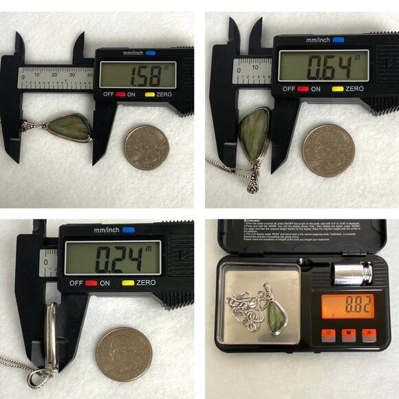 Sterling Silver 925 Bezel Set Labradorite Pendant Necklace 18.5" Box Chain - Picture 10 of 16